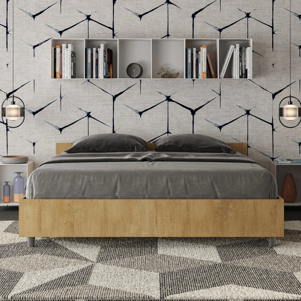 Letto matrimoniale contenitore 160x200 bianco frassino Nuamo