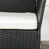 Divano da Giardino a 2 Posti con Cuscino e Braccioli in Rattan PE e Acciaio, 100x54x80cm, Nero
