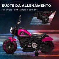 Moto Elettrica per Bambini 18-36 Mesi con Rotelle e Fanale, 76x42x57 cm, Rosa e Nero