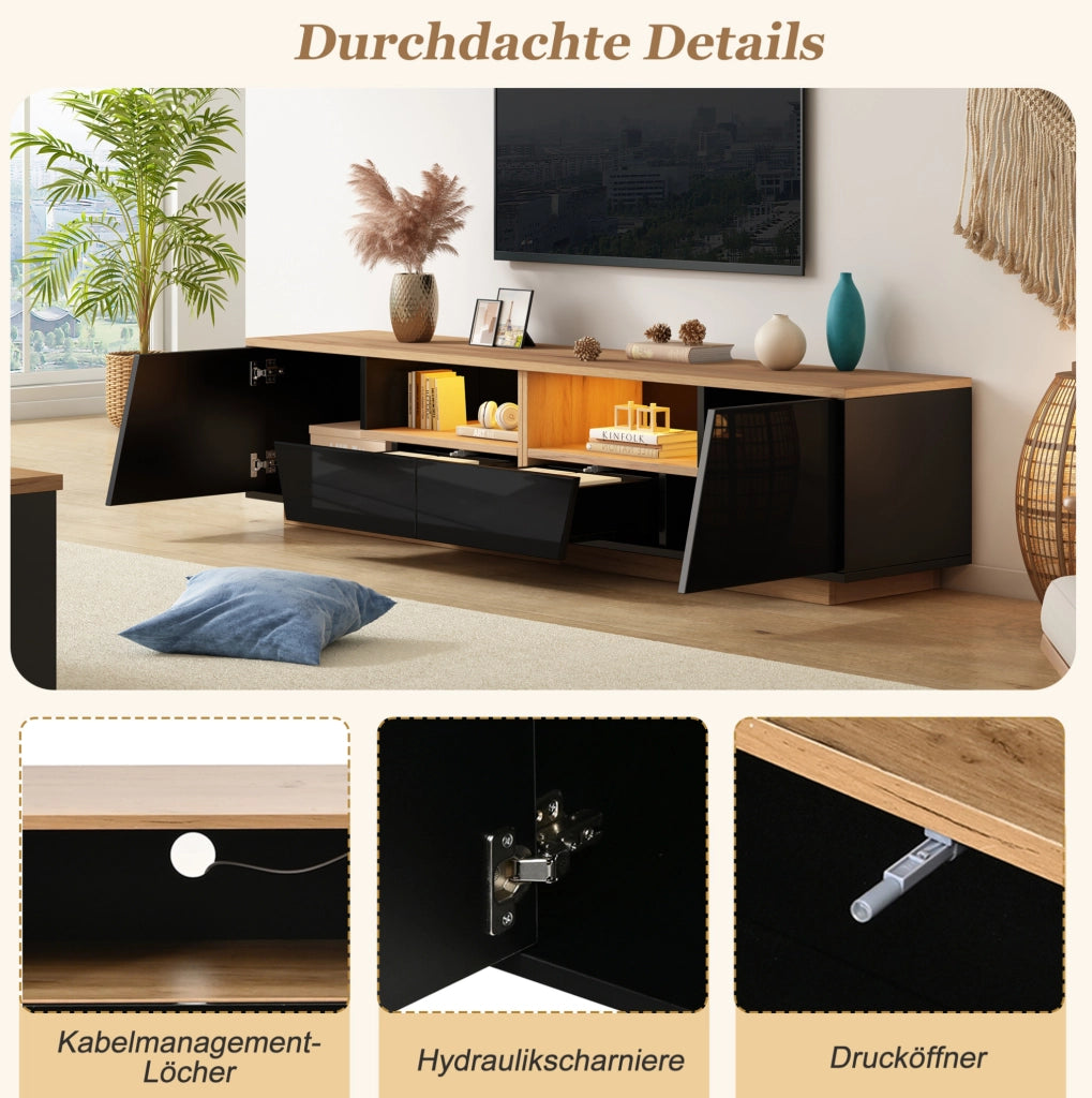 Mobile TV 180 x 40 x 46 cm con LED e 2 cassetti