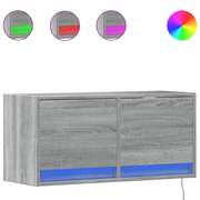 Mobile TV a Parete | Armadietto TV | Mobile Porta TV con Luci LED Grigio Sonoma 80x31x35 cm