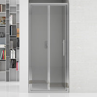 New plus - porta soffietto 87-91 cm vetro trasparente 6mm, h. 1,95