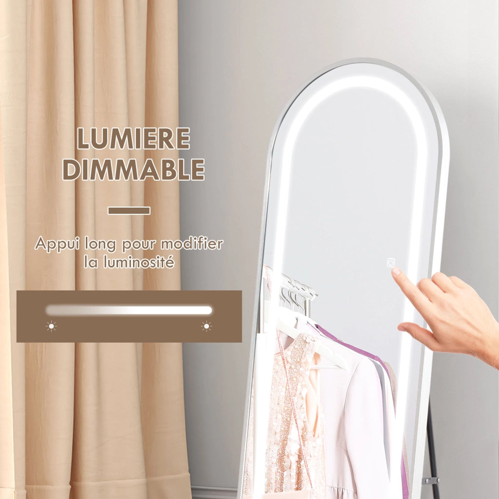 Specchio a parete completo LED con luce regolabile ¨C zephmum ¨C 150x40 cm argento
