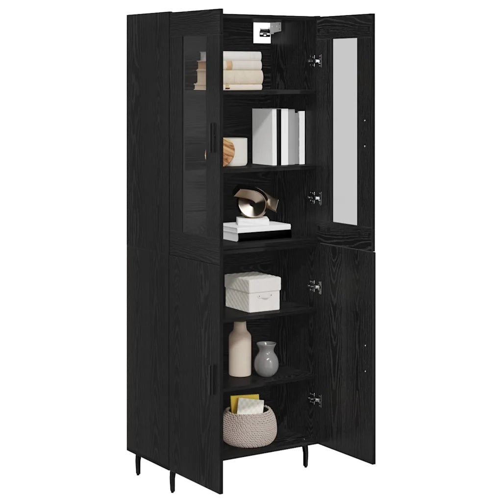 Credenza 2 pcs Rovere Nero Legno multistrato 3416088