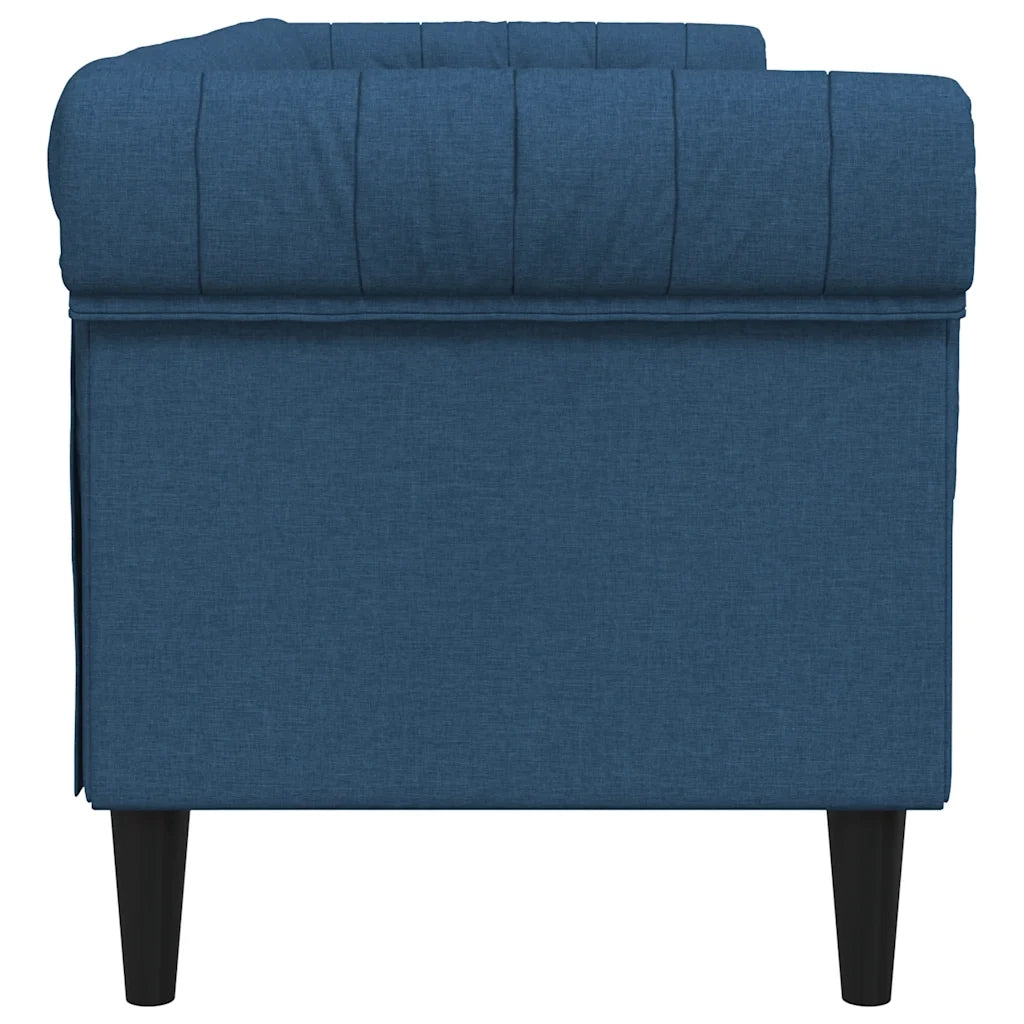 Divano | Divano da soggiorno | Sofa Chesterfield a 3 Posti Blu in Tessuto