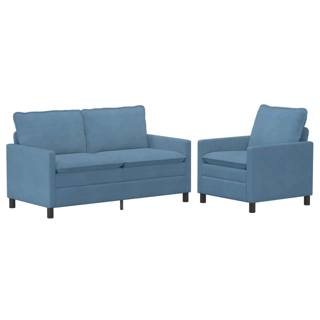 Set di divani 2 pcs Blu Tessuto
