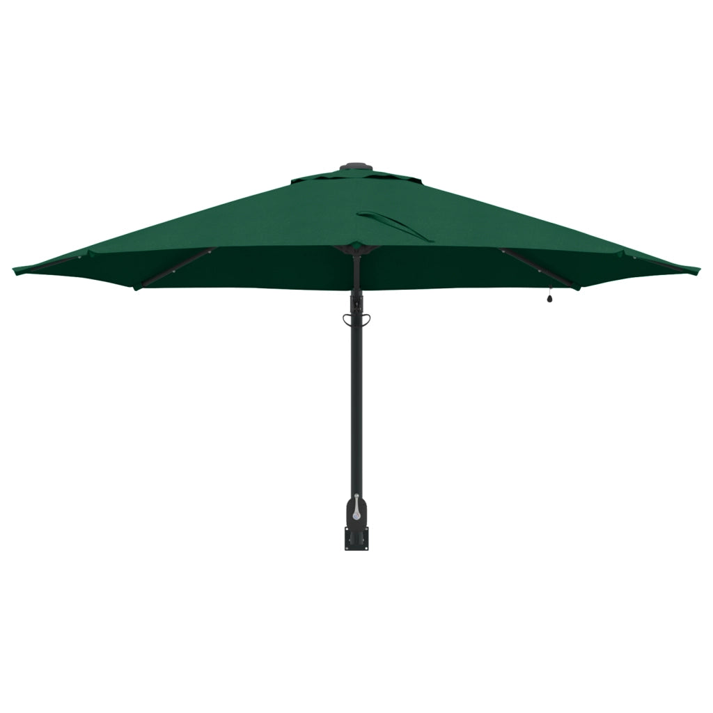 Ombrellone da Giardino Montato a Muro con LED Verde 248 cm