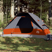 Tenda da Campeggio a Cupola 6 Persone-Tenda per Escursionismo Grigio e Arancione 583522