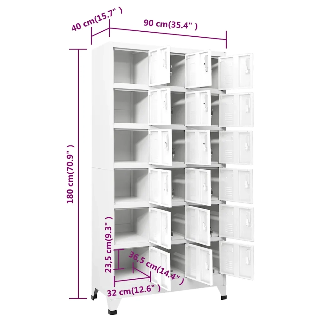 Armadietto con 18 scomparti di sicurezza 90 x 40 x 180 cm metallo grigio 02_0046297