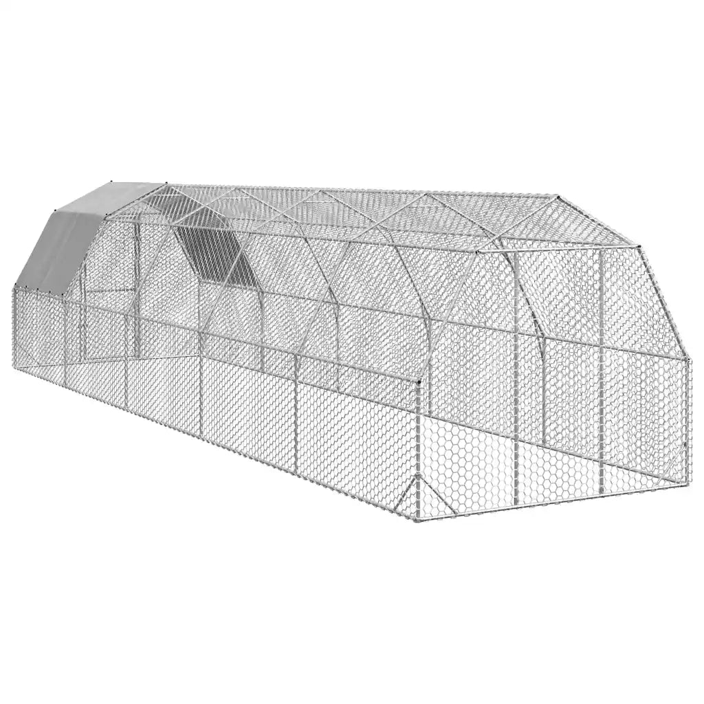 Recinto per Polli con Tetto 2,5x10x2,25 m in Acciaio Zincato 3328529