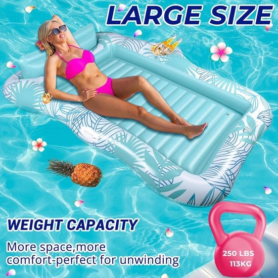Matrassone deluxe gonfiabile per piscina | Grande tappeto idromassaggio per adulti | Piscina gonfiabile con sedia idromassaggio e becheriera | Piscina estiva per il mare