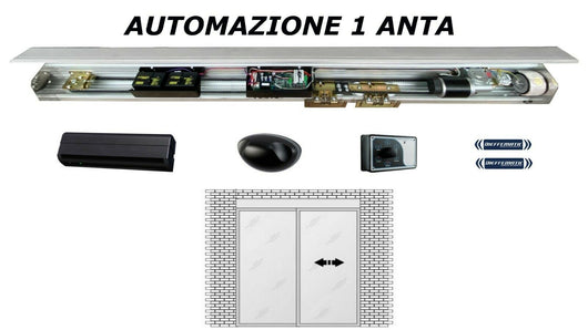 PORTA AUTOMATICA SCORREVOLE 1 ANTA COMPLETA DI ACCESSORI NEGOZIO COMMERCIALE 24V