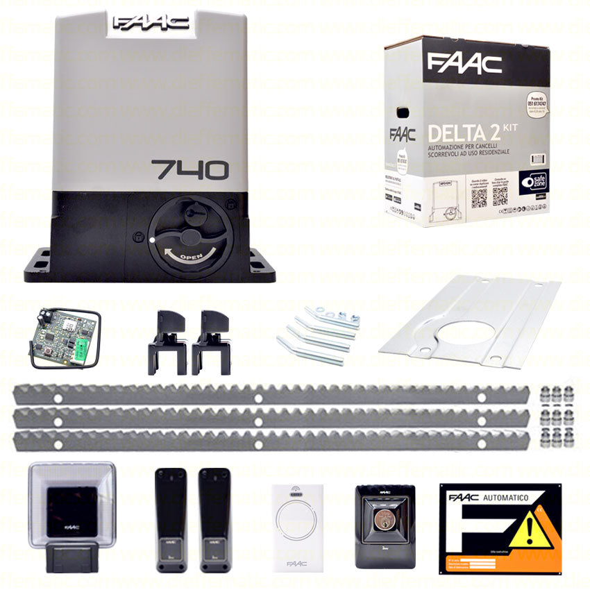 FAAC DELTA 2 740 KIT 3 METRI CREMAGLIERA METALLO AUTOMAZIONE CANCELLO SCORREVOLE