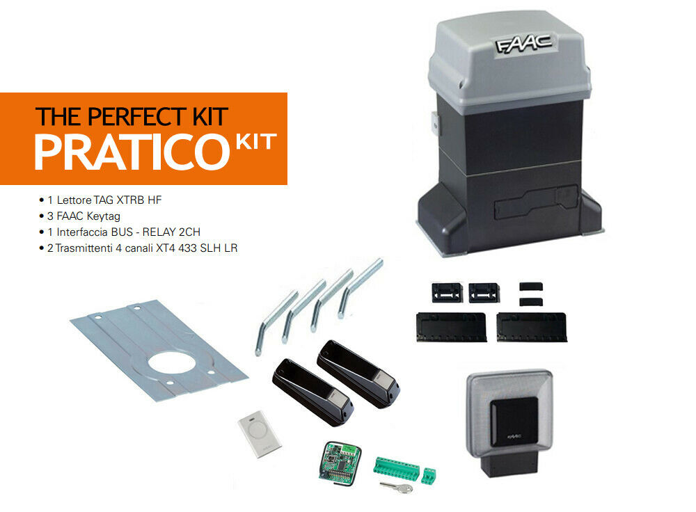 FAAC 105912 The perfect PRATICO kit automazione cancello scorrevole max 600Kg