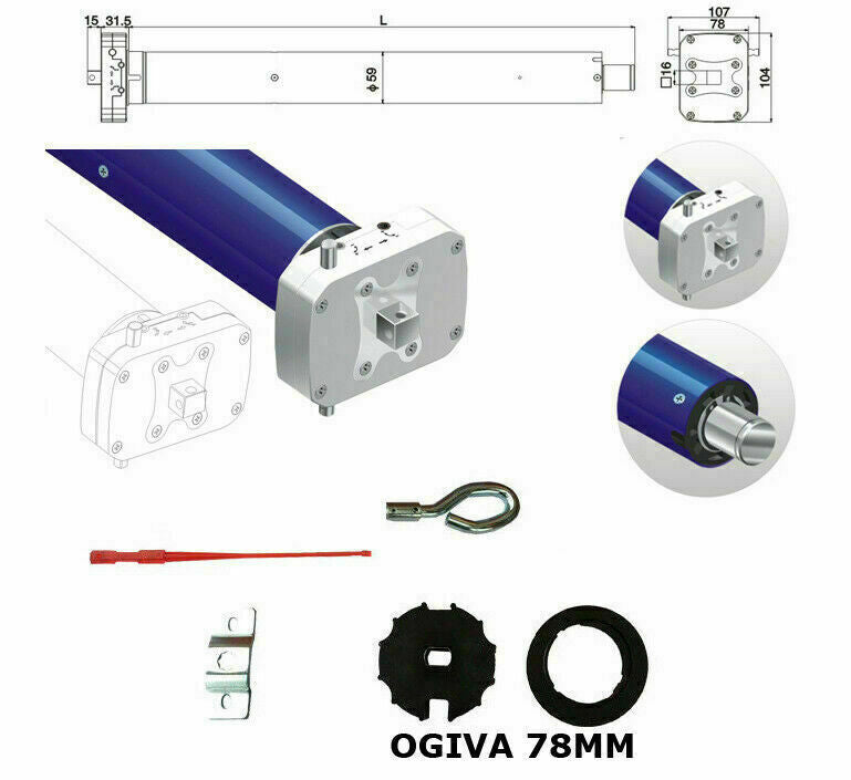 MOTORE AUTOMAZIONE TENDA DA SOLE 180 Kg 100nm MANOVRA EMERGENZA SBLOCCO MANUALE