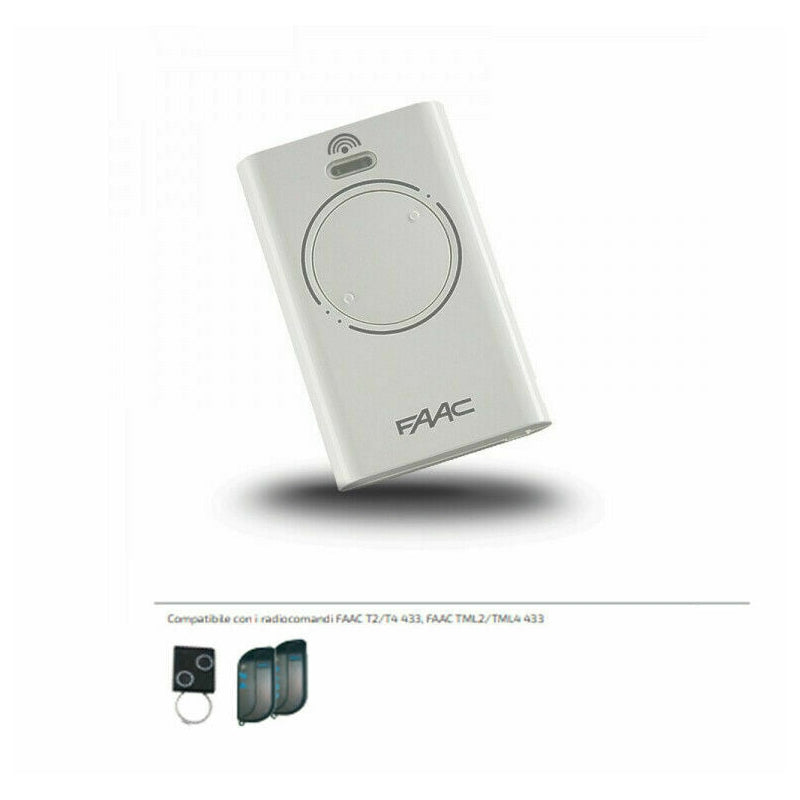 TELECOMANDO FAAC XT2 433Mhz SLH BICANALE BIANCO 787007 RADIOCOMANDO ORIGINALE 2