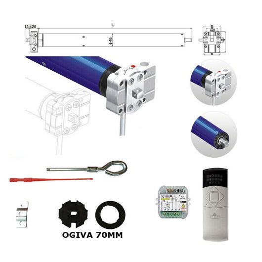 Kit automazione tende da sole motore con manovra 50NM 100kg CENTRALE TELECOMANDO