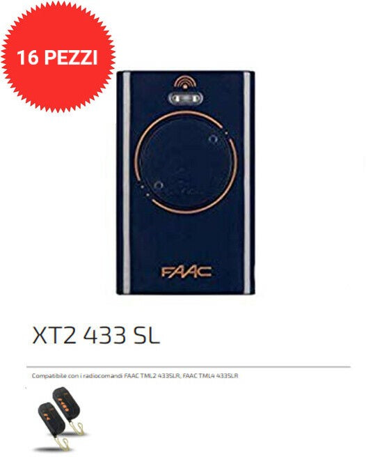 TELECOMANDO RADIOCOMANDO TRASMETTITORE FAAC XT2 433 SL 2 CANALI 787014 SLR TML