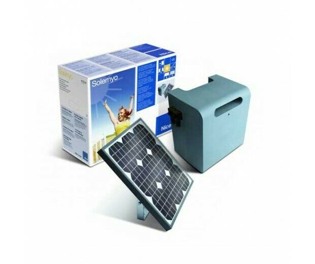 SET SYKCE NICE AUTOMAZIONE CANCELLO KIT DI ALIMENTAZIONE PANNELLO SOLARE SOLEMYO