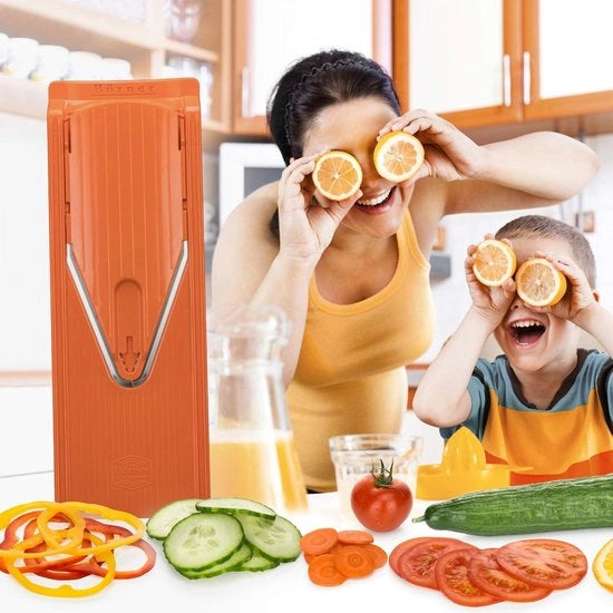 Set Completo per Verdure V3 - 7 pezzi - Raspante per Verdure - Aspirapolvere a V - Contenitore di Raccolta - Fruttaio - Sostegni per Frutta - Set di Aspirapolvere per Cucina