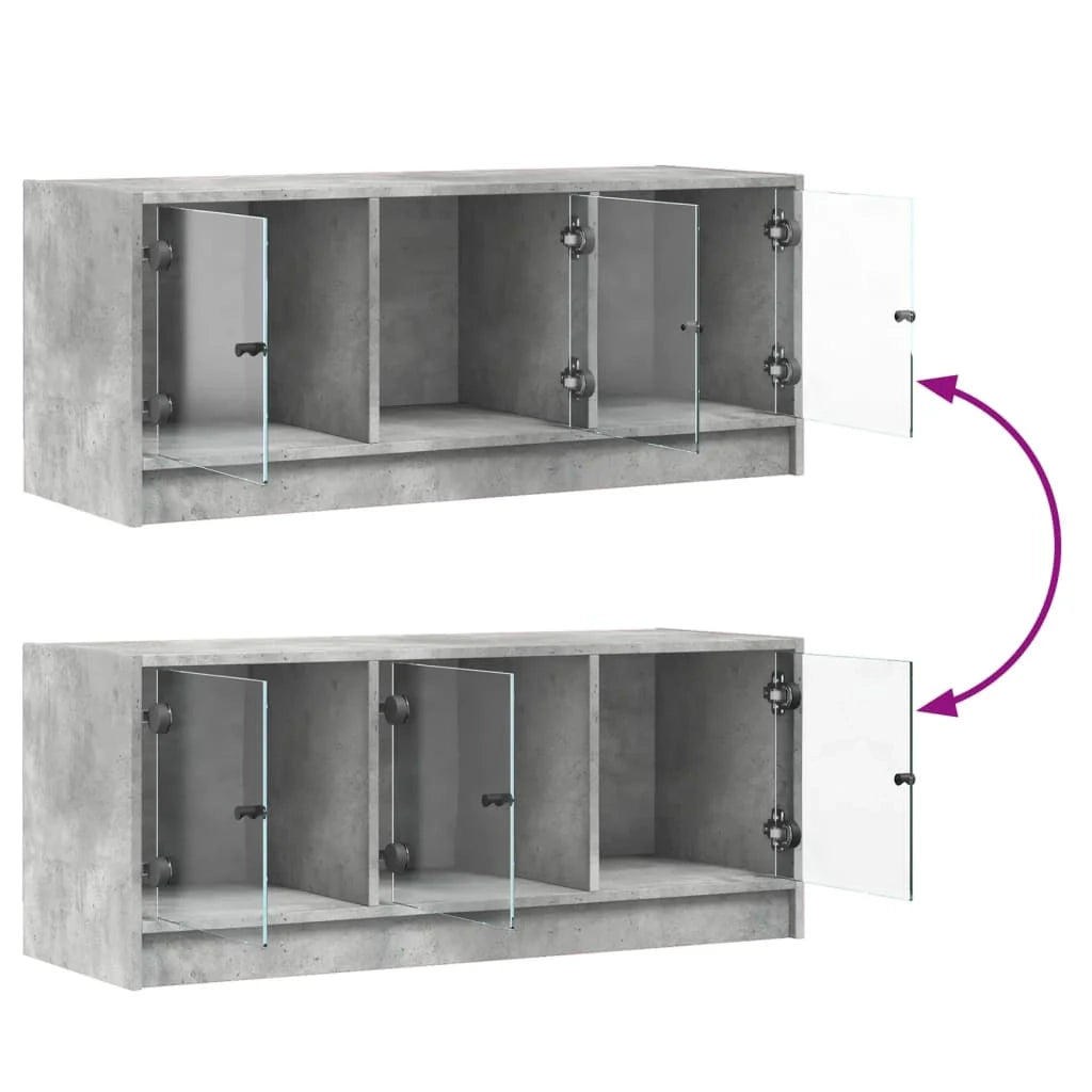 Mobile TV multimediale scaffale TV credenza mobile TV sala da pranzo soggiorno camera da letto con ante in vetro 102 x 37 x 42 cm grigio 02_0026904