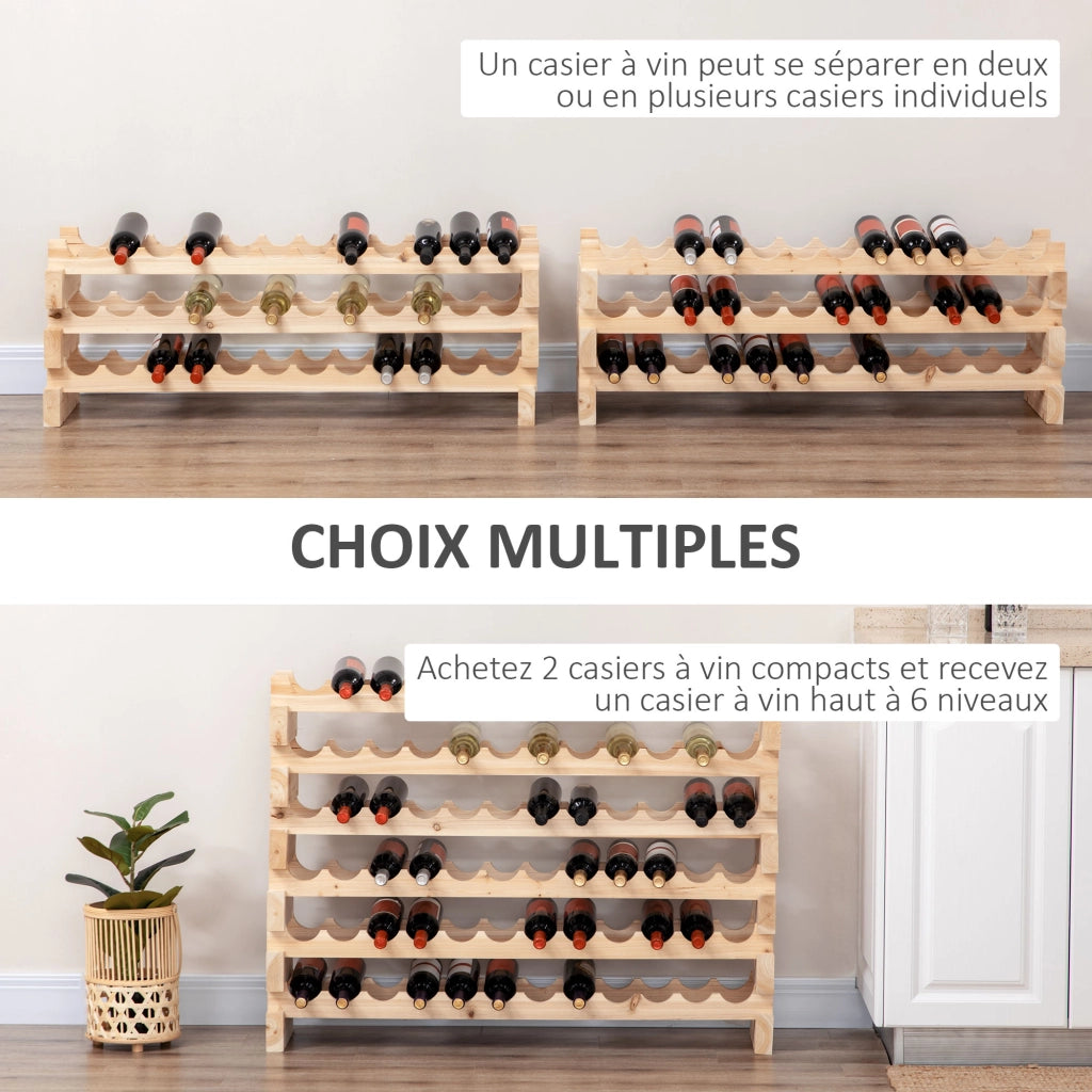 Scaffale per vini ¨C zephmum ¨C legno naturale 114x28x42.5cm