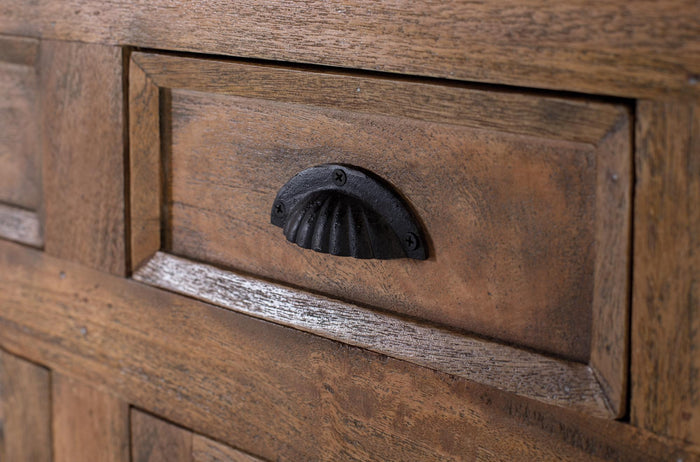 Credenza alta in legno di mango con ante intagliate a mano