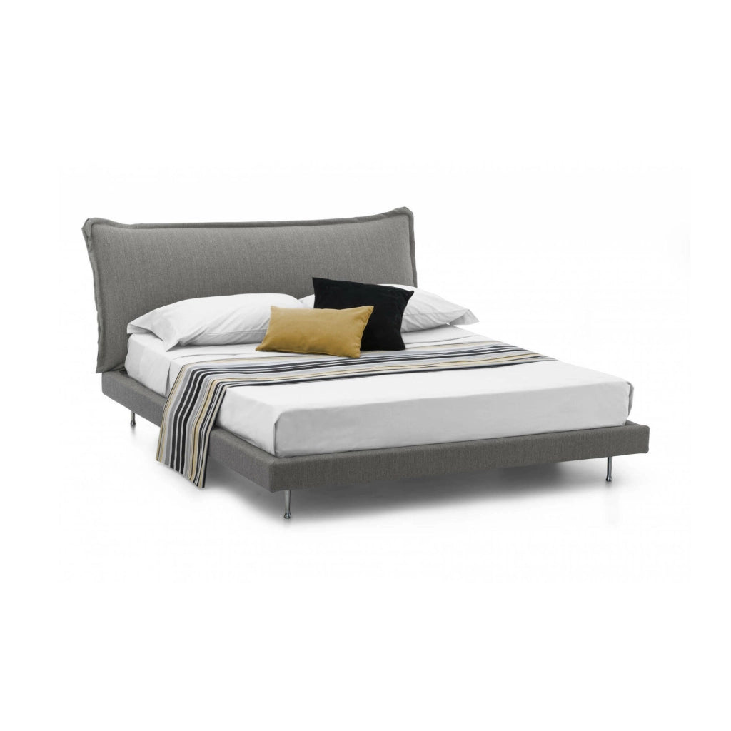 Letto matrimoniale Arcore, Letto fisso con rivestimento e testata in tessuto, Made in Italy, Apertura frontale, adatto per materasso 160x190 cm, Grigio