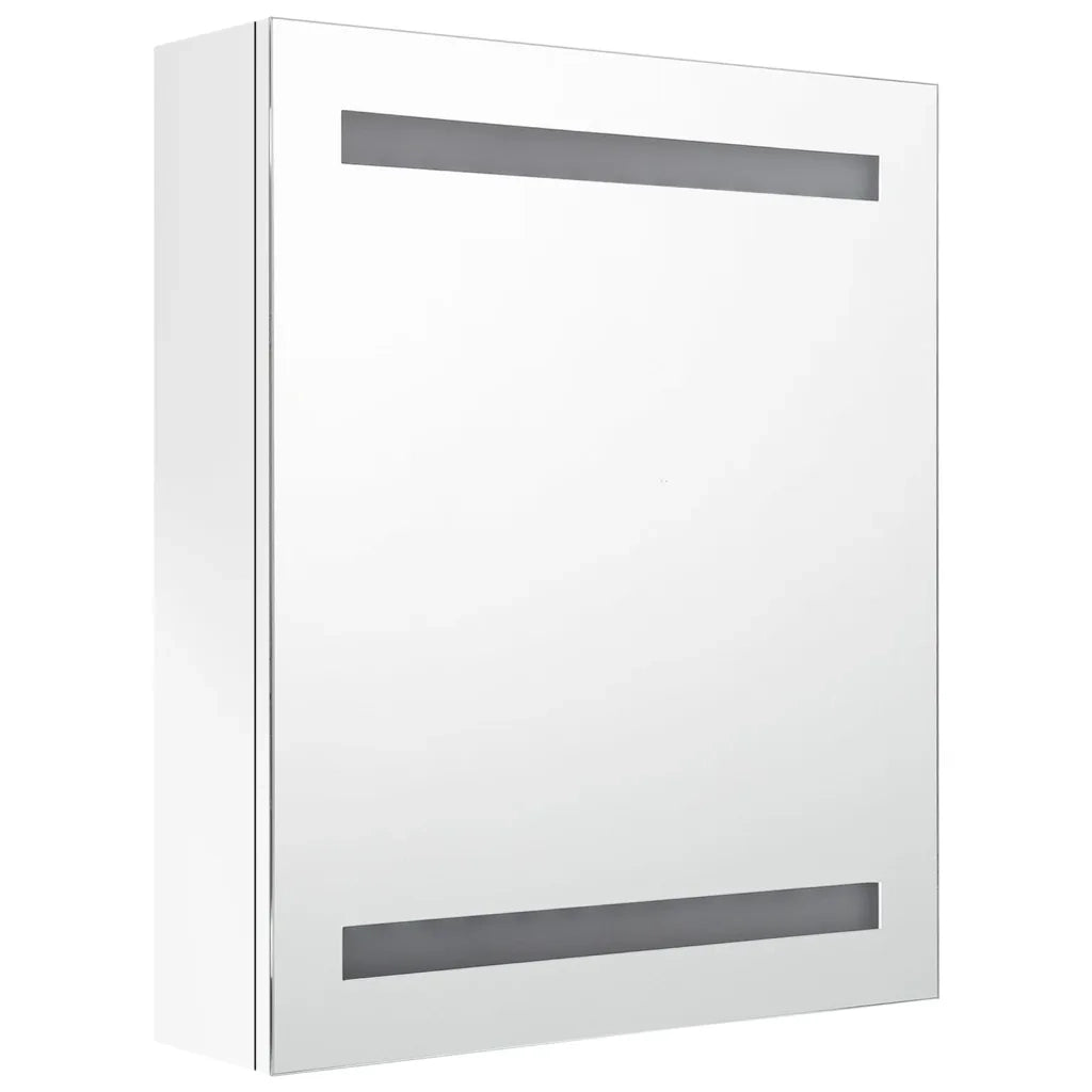 Armadietto Bagno | Armadio da bagno con Specchio e LED Bianco Lucido 50x14x60 cm
