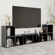 Set Mobili TV 6 pz Grigio Lucido in Legno Multistrato 3080059