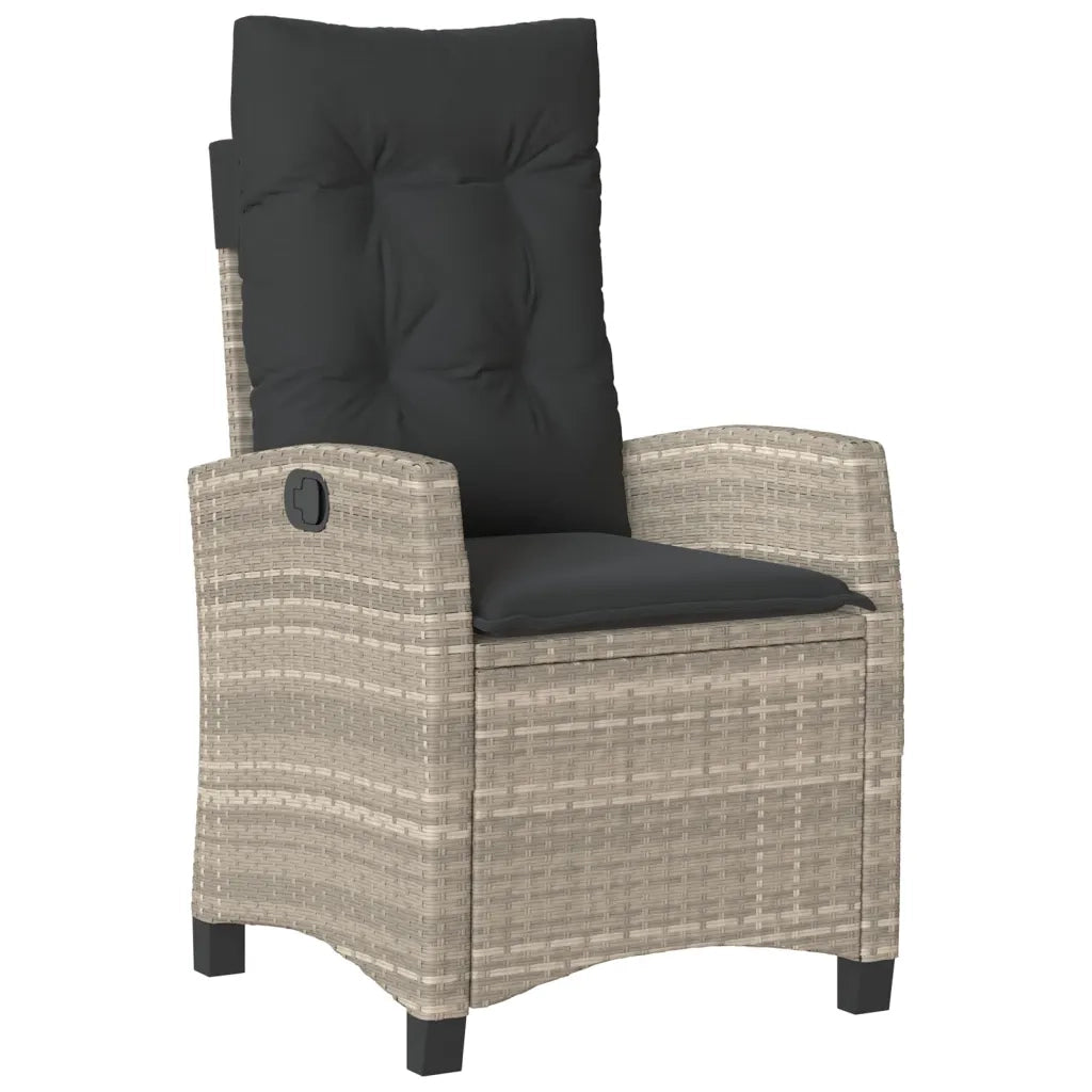 Set da Pranzo da Giardino 7 pz Cuscini Polyrattan Grigio Chiaro 3212859