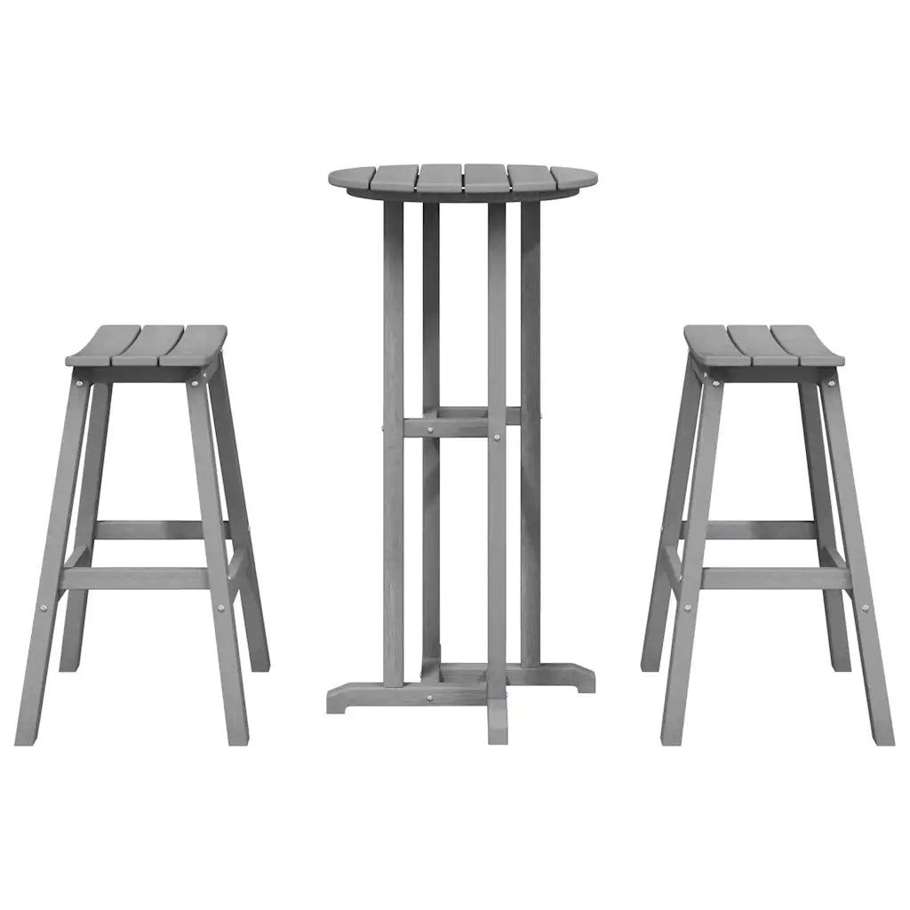 Set Bar da Giardino 3 pz | Set Salotto da Giardino Grigio chiaro HDPE