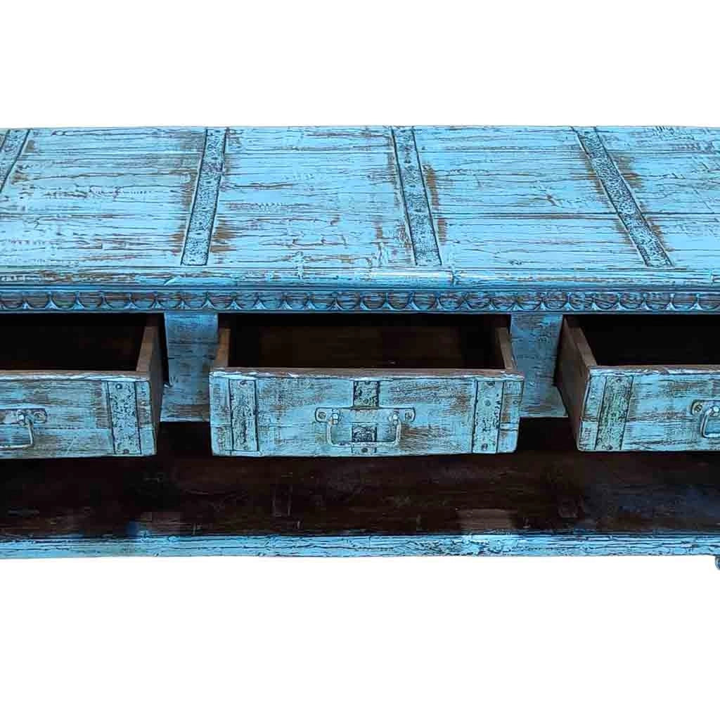 Mobile basso artigianale in legno 165-175x45x57h cm