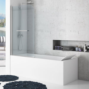 Parete vasca 120-122 con elemento fisso, vetro trasparente 6 mm- new plus