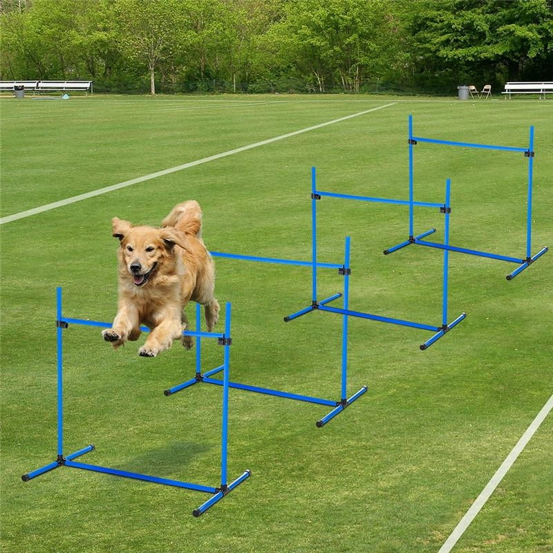 SET DI 4 OSTACOLI PER ADDESTRAMENTO CANI ALTEZZA REGOLABILE 99X65X94CM