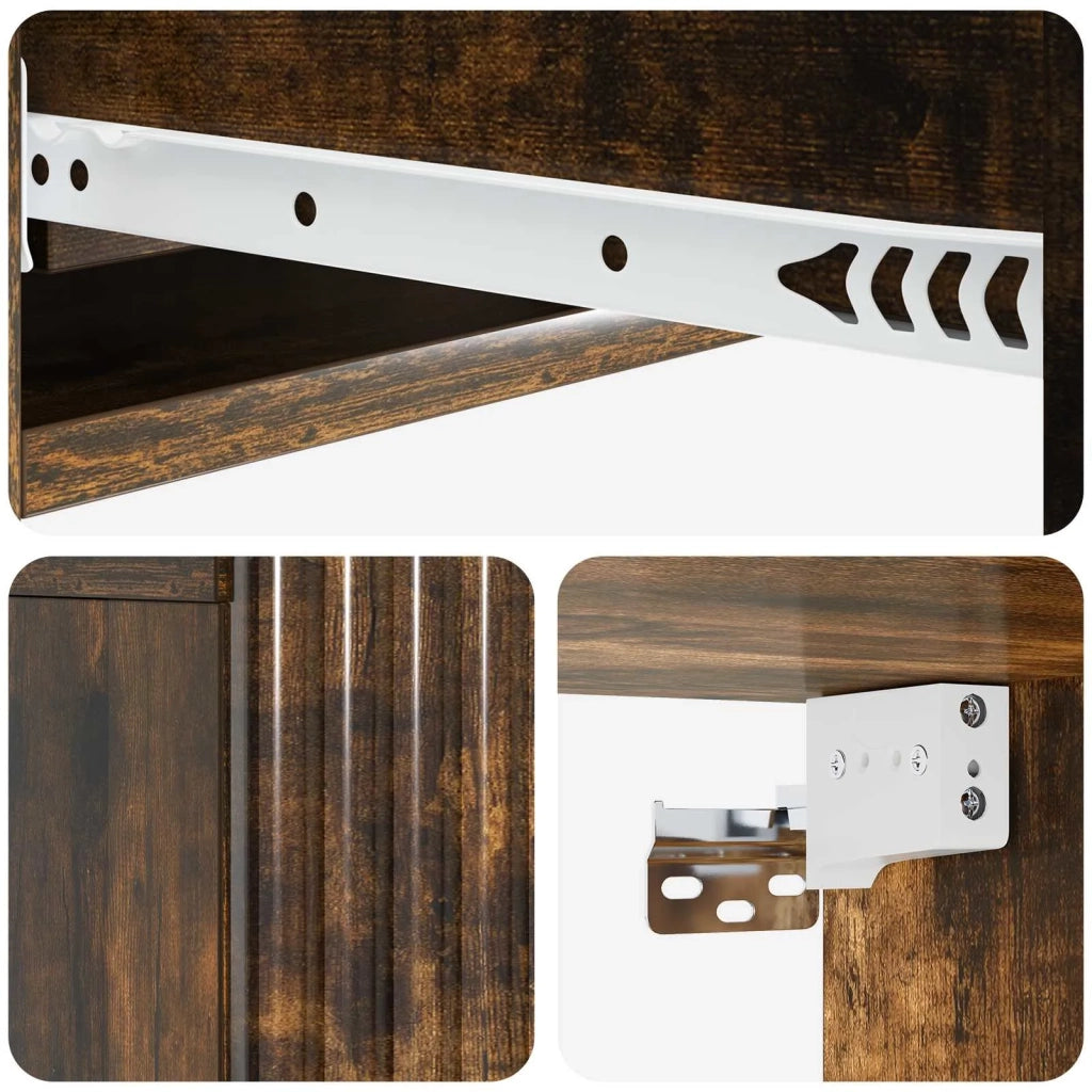 Tavolino da Parete Laterale Rovere Fumo 87,5 x 34,5 x 17 cm