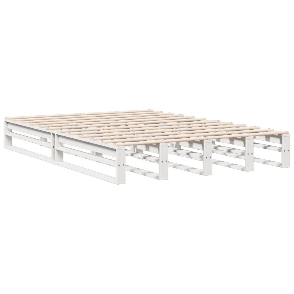 Letto matrimoniale | Letto per adulti | Letto Libreria senza Materasso Bianco 160x200 cm Legno di Pino
