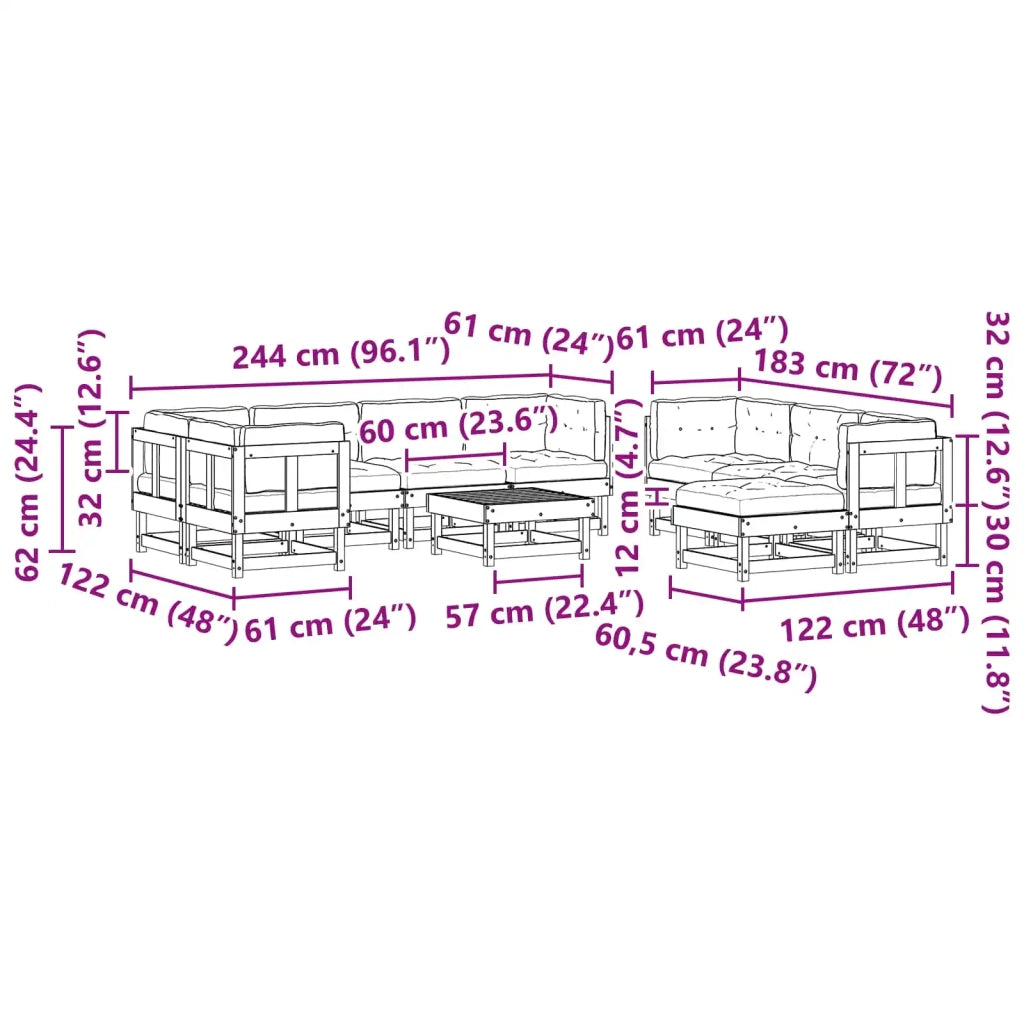 Set Lounge da Giardino 33 pcs Marrone Cerato