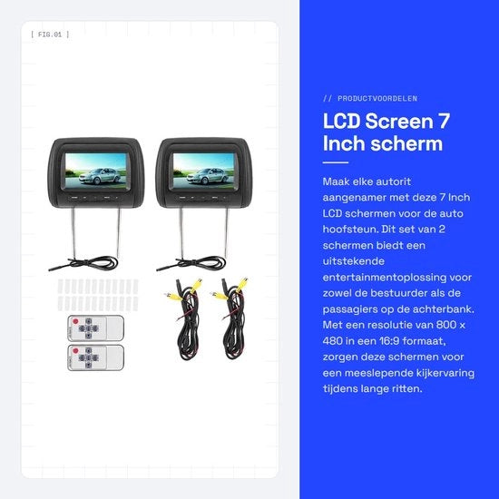 Schermo LCD 7 pollici per sedile auto - Monitor 2 in 1 16:9 con risoluzione 800 x 480 - Supporta 2 ingressi video - Autoschermo universale - 

Nota: ho mantenuto il modello e le specifiche tecniche originali.