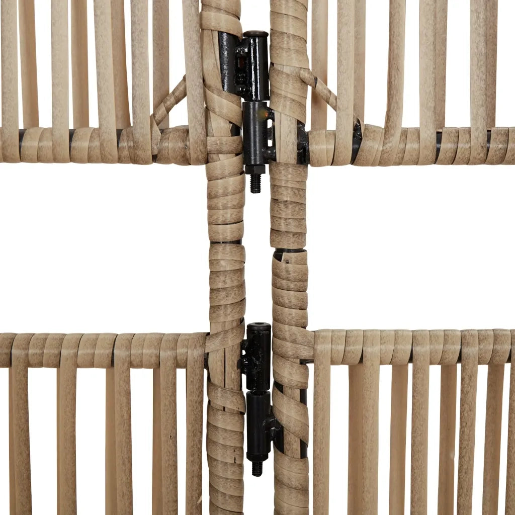 Divisorio per Ambienti | Divider per stanze | Paravento a 4 Pannelli Beige in Polyrattan