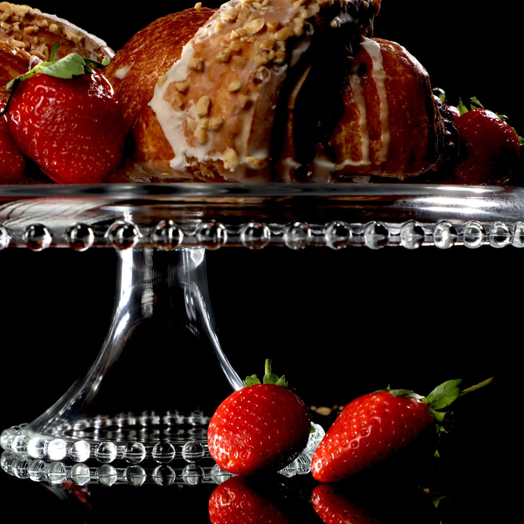 Alzata per torte KADAX, piatto da frutta in vetro con supporto, 32 cm