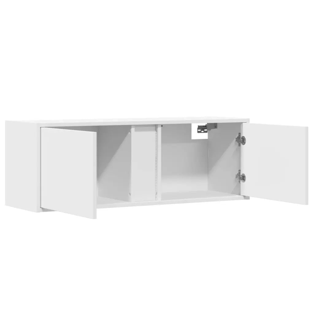 vidaXL Mobile TV a Parete con Luci LED Bianco 100x31x35 cm
