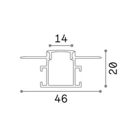 Profilo Slot Metallo Bianco Trimless D46X20 200Cm