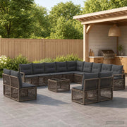 Set Divano da Giardino 14 pz Grigio polyrattan 3435878