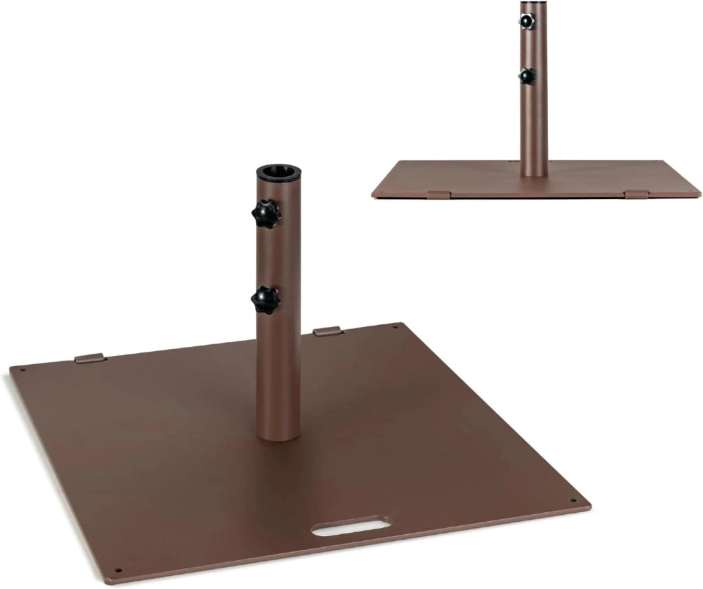 Piedino per ombrellone per bastone da ombrellone da 41/49 mm, supporto per ombrellone, materiale in ferro stabile e durevole, marrone (quadrato, 60 x 60 x 36 cm)