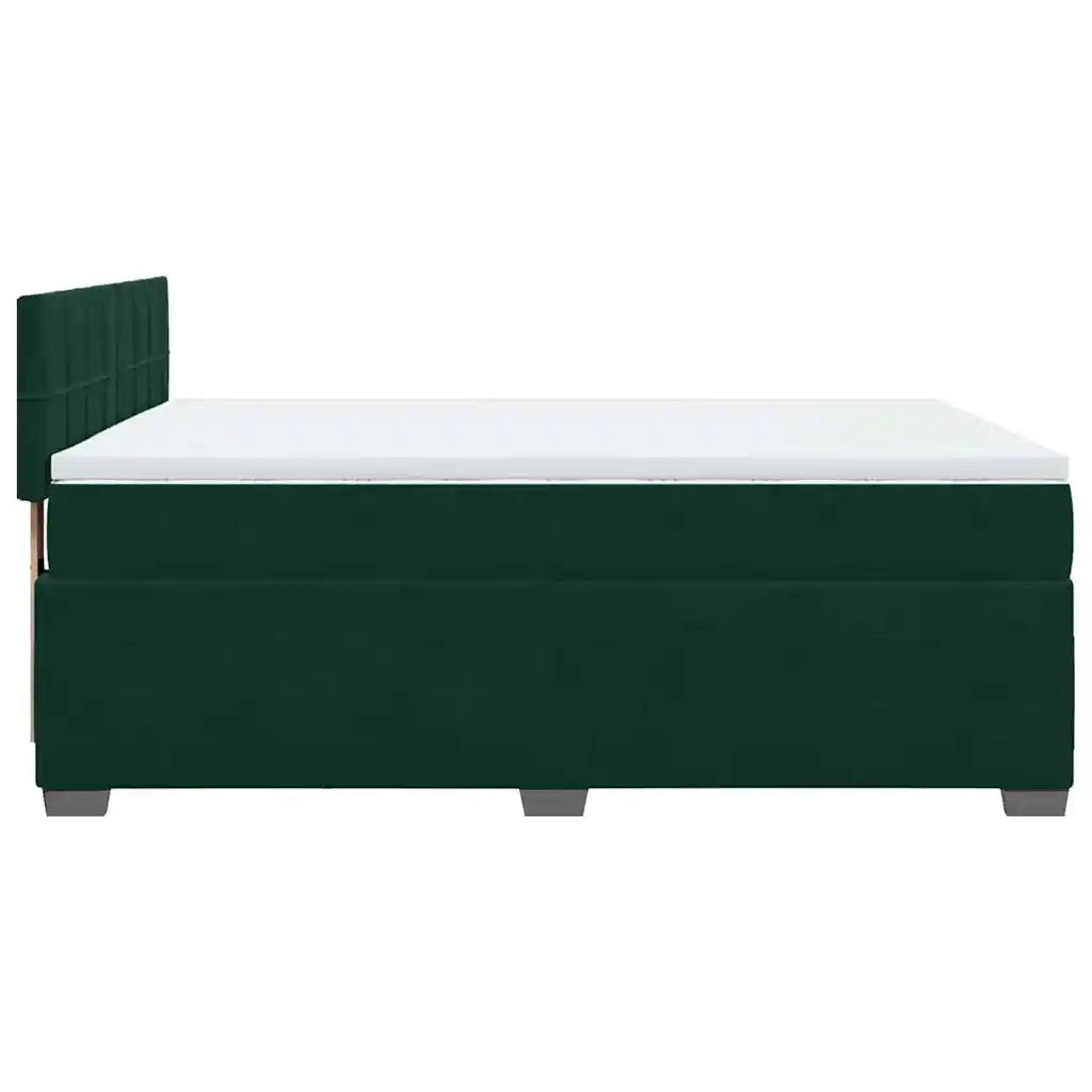 vidaXL Giroletto a Molle con Materasso Verde Scuro 140x190 cm Velluto