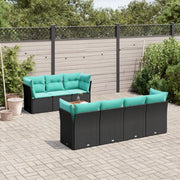 Set Divani da Giardino 8 pz con Cuscini Nero in Polyrattan