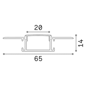 Profilo Slot Metallo Bianco Trimless D65X14 300Cm