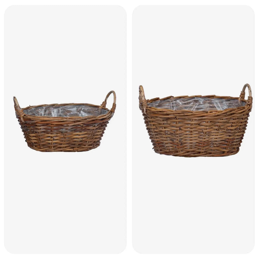 Cesto per Piante con archiviazione 2 pcs Marrone Rattan Lacak