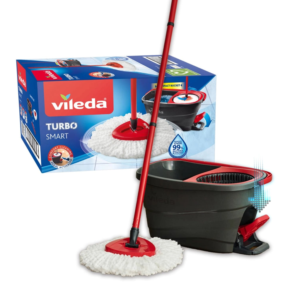 Sistema Lavapavimenti SuperMocio Turbo Smart con Secchio a Pedale e Fiocco in Microfibra Triangolare Vileda